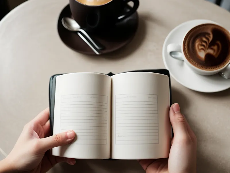Notizbuch mit Online-Kongress Planung und ClickSummits Timer-Strategie neben einer Tasse Kaffee